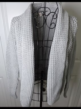 Gap Chunky Knit Cardigan Gray XS/S Cozy Open Front Sweater